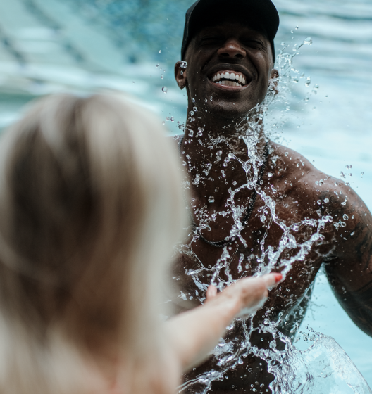 Two people splashing